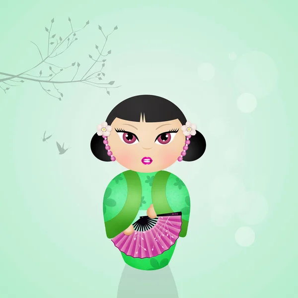 Illustration av kokeshi doll — Stockfoto