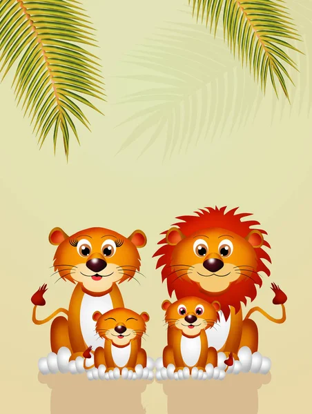 Famiglia di leoni — Foto Stock
