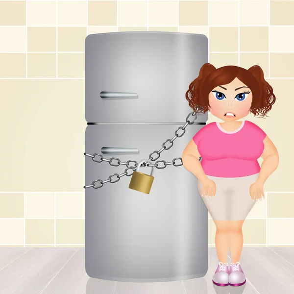Холодильник закрыт на диету — стоковое фото