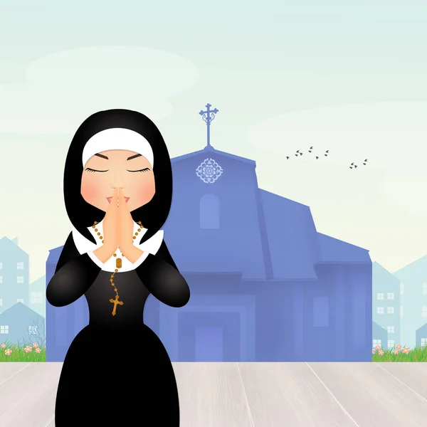 Biarawati dengan rosario — Stok Foto