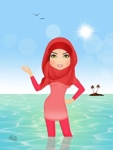 Moslim meisje met burkini — Stockfoto