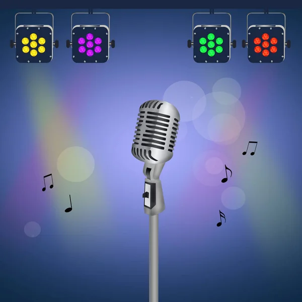 Microfoon en lichten op het podium — Stockfoto