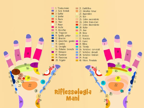 Gráfico de reflexologia da mão — Fotografia de Stock