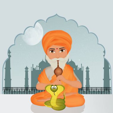 flüt ile yılan oynatan kimse