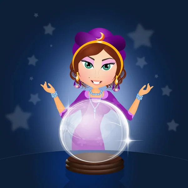 Fortune-teller with crystal ball — Stock Photo, Image