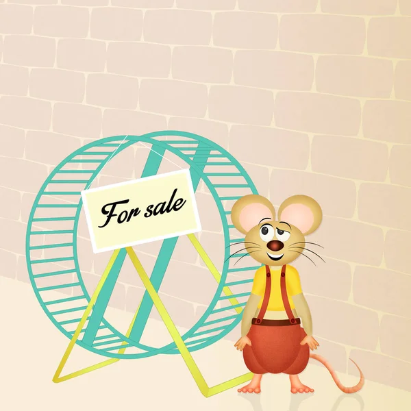 Zij verkoopt hamster wheel — Stockfoto