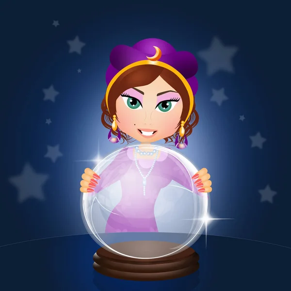 Fortune teller with crystal ball — Stock Photo, Image