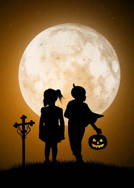 Enfants avec masque Halloween — Photo