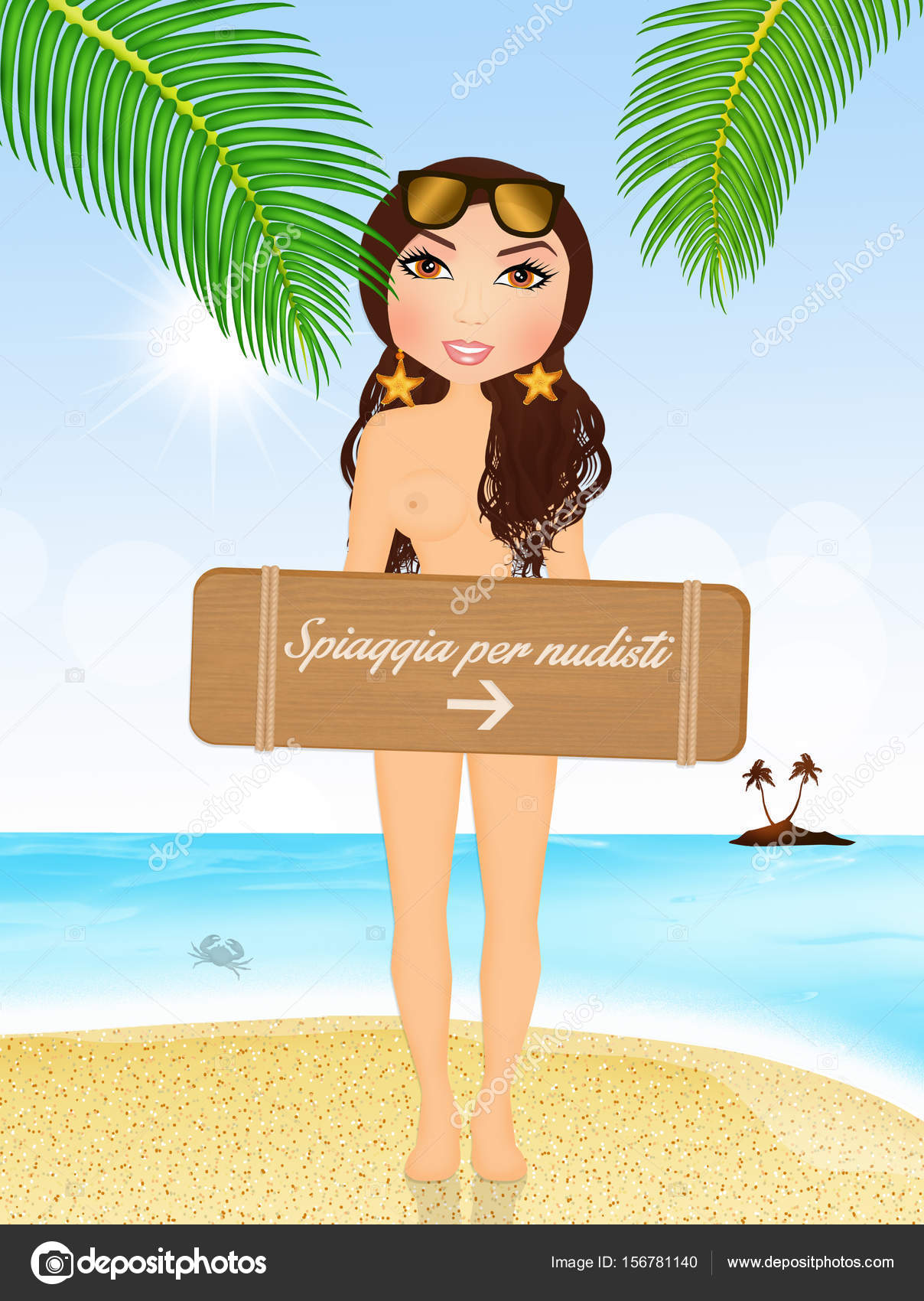 Girl in the nude beach Stock Illustration by ©adrenalina #156781140