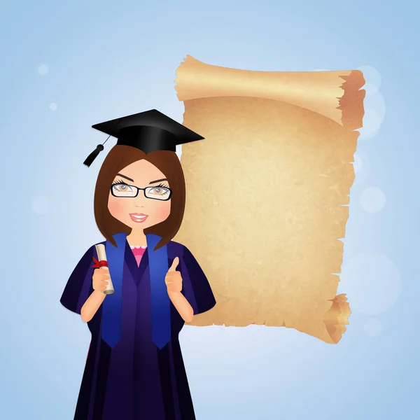 Illustration de jeune fille diplômée — Photo