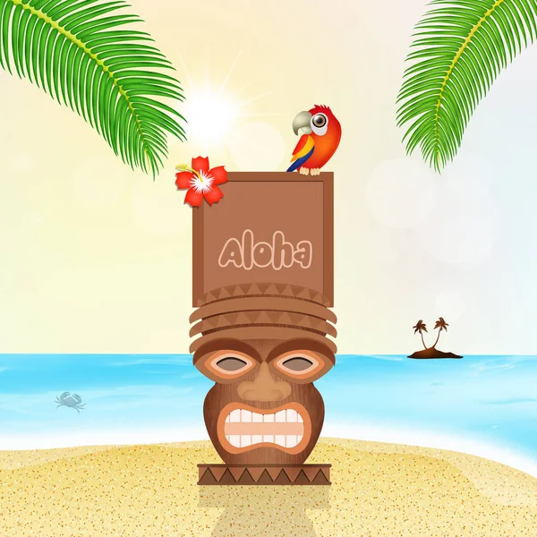 Aloha totem na exotický ostrov — Stock fotografie