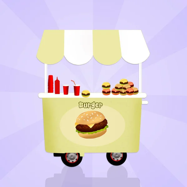 Ilustración del carrito de hamburguesas —  Fotos de Stock