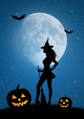 Halloween cadı ay ışığında