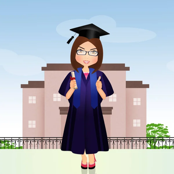 Chica graduada en la escuela — Foto de Stock