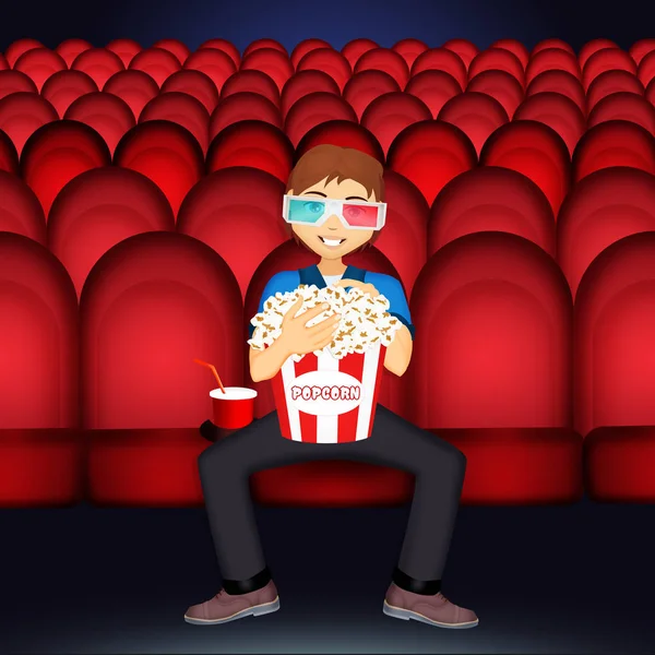 Mann sitzt im Kino — Stockfoto