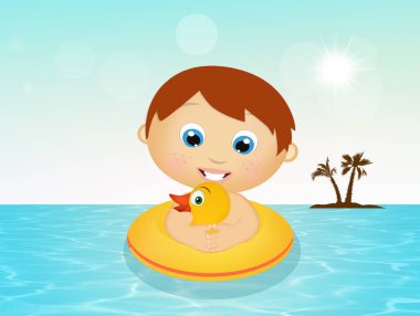 Denizde yaşam şamandıra bebekle