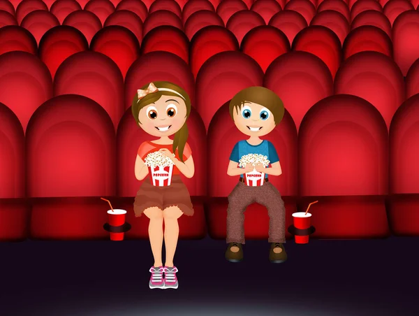 Children at cinema — Stock Photo, Image