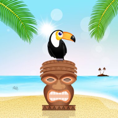 totem üzerinde Toucan