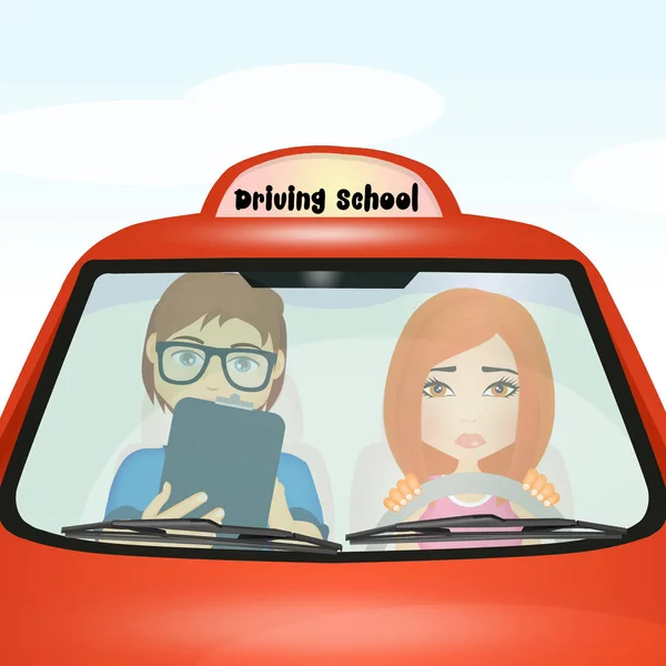 Driving school girl — Zdjęcie stockowe