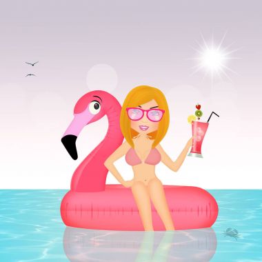 Şişme pembe flamingo gurl