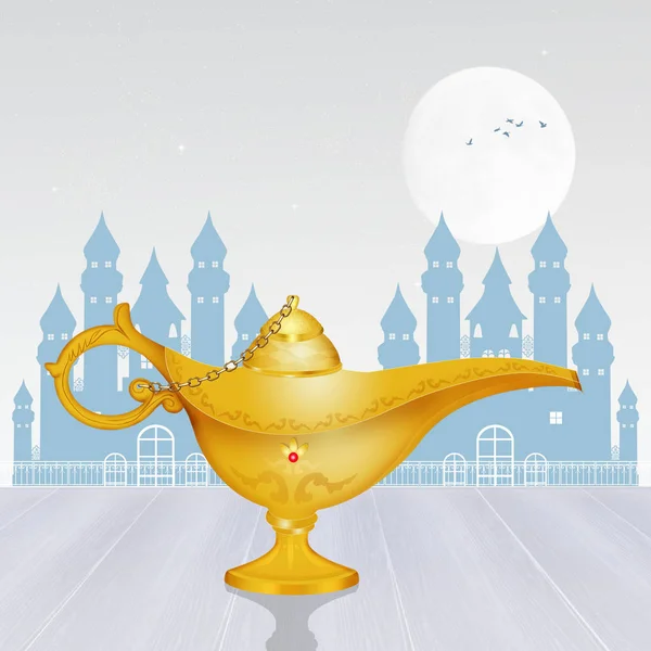 Golden magic lamp — Stock Photo, Image