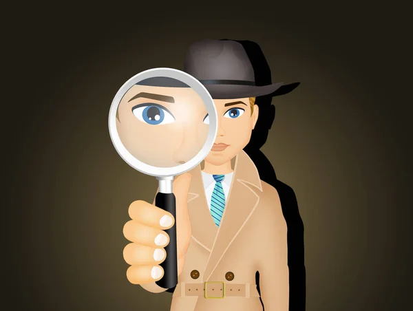 private detective with magnifying glass