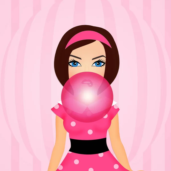 Girl with bubble gum — Stock Photo, Image