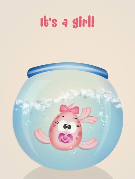 Anúncio do bebê com peixes — Fotografia de Stock