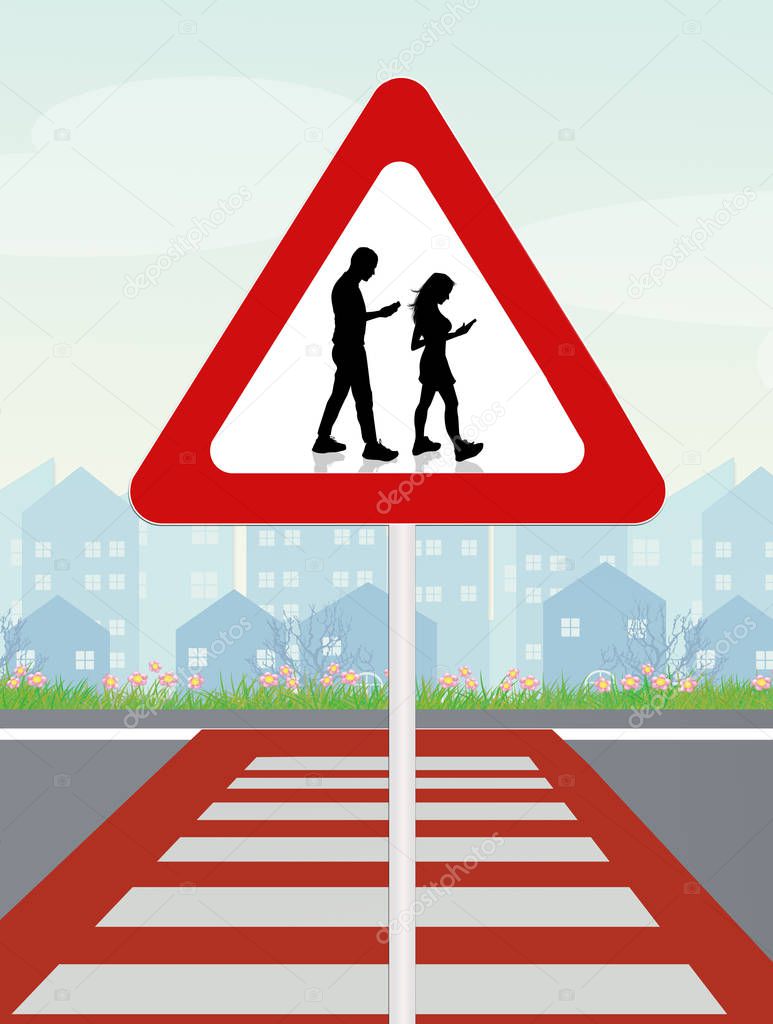 prohibition for walking with smartphone on pedestrian crossings