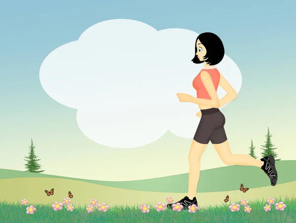 Ilustrace běžící žena — Stock fotografie