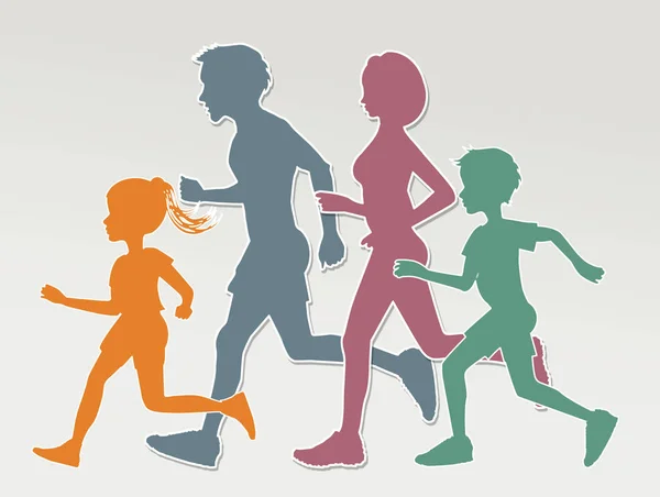 Illusztráció: családi futás — Stock Fotó