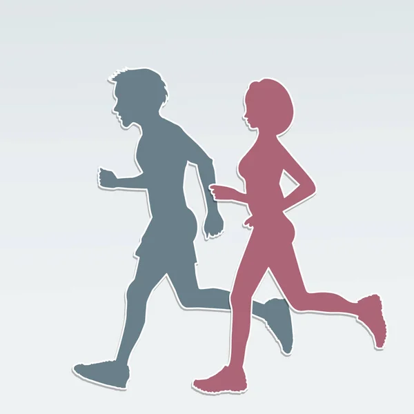 Illustration of running couple — Stock Photo, Image