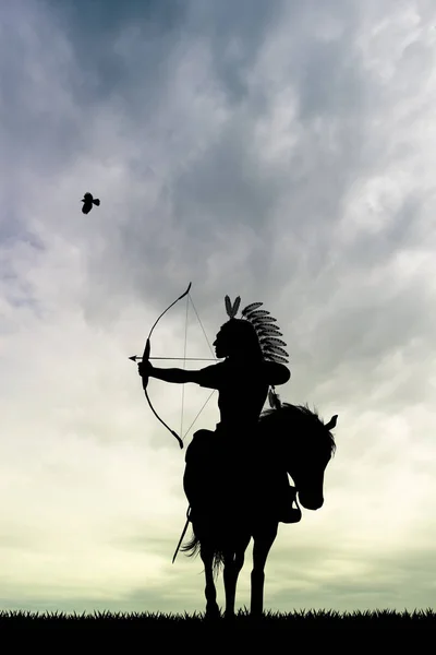 Indian hunter on horseback — Stock Photo, Image