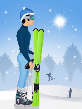 adam kayakçı kış