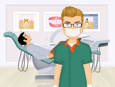 Diş hekimi doktor ofisi ve diş ağrısı olan hasta