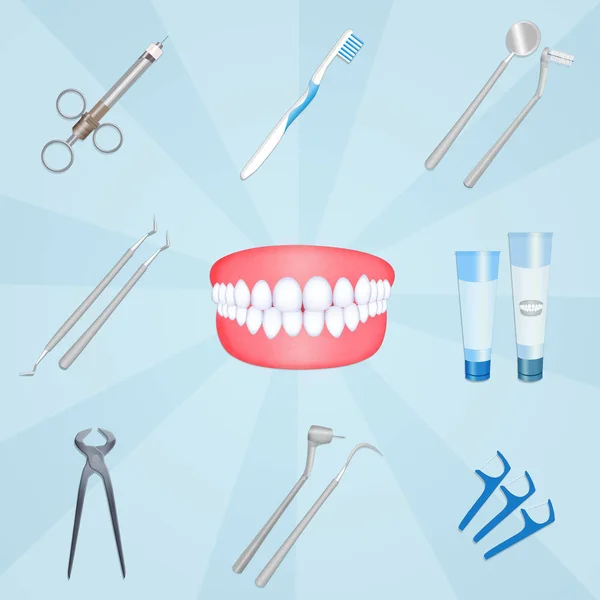 Illustration of Dentist tools — Stock Photo, Image