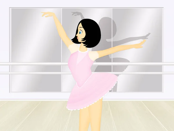 Girl dancing in ballet school — Stock Photo, Image