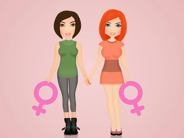 Illustration av homosexuella kvinnor — Stockfoto