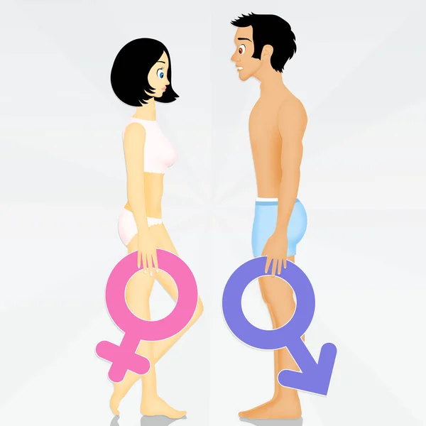 Símbolos masculinos e femininos — Fotografia de Stock
