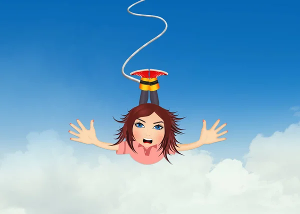 Dívka bungee jumping — Stock fotografie