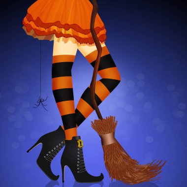 Tatlı kadın bacakları seksi Halloween cadı kostüm
