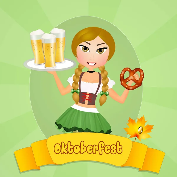 Oktoberfest ragazza con birra — Foto Stock