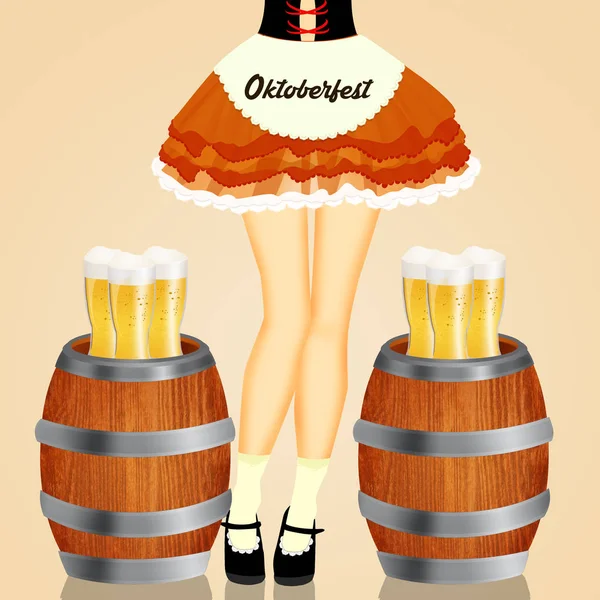 Oktoberfest-Mädchen mit Bier — Stockfoto