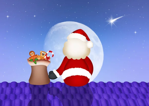 Santa Claus en el techo —  Fotos de Stock