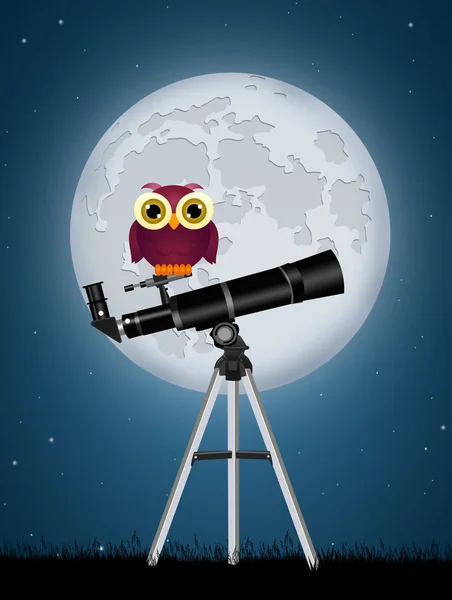 Telescope in the moonlight — Stock Photo, Image