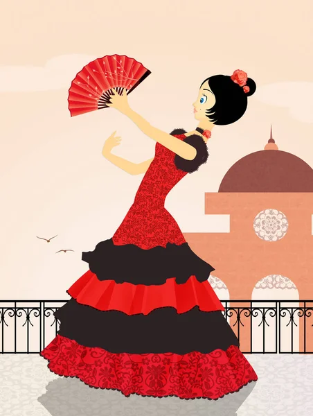 Ragazza spagnola che balla il flamenco — Foto Stock