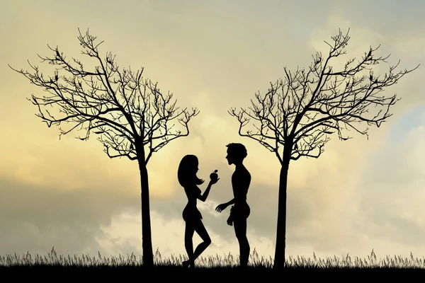 Adam and Eve in the Eden garden — Stock Photo, Image