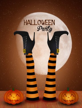 Cadılar Bayramı kartpostal cadının bacak kat