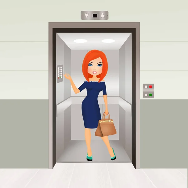Девушка в лифте — стоковое фото