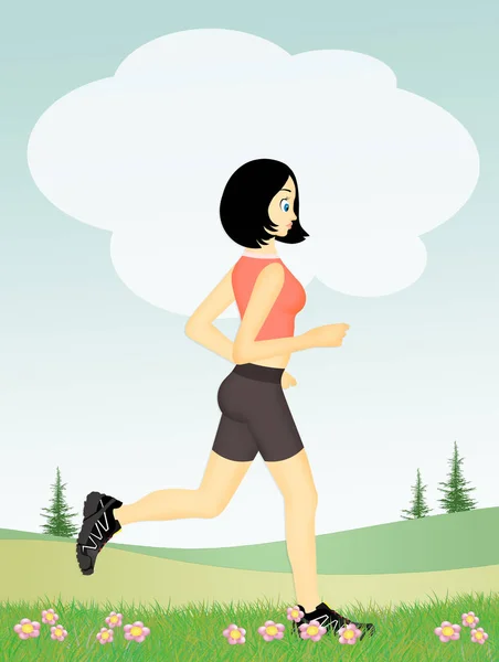 Mujer corre al aire libre — Foto de Stock
